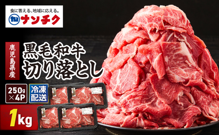鹿児島県産 黒毛和牛 切り落し 計1kg KN102-006-02 肉 牛肉 冷凍