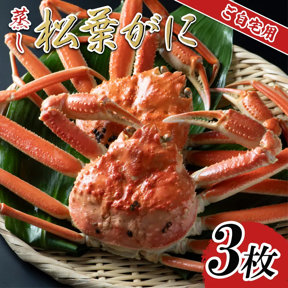 【蒸し】ご自宅用松葉ガニ 3枚 2026年11月～順次発送予定｜鳥取 日本海 松葉がに 松葉蟹 かに ズワイガニ【22057】