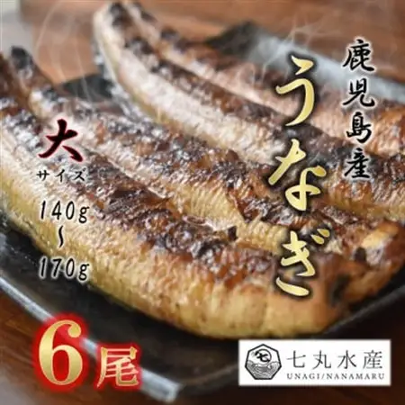 【国産うなぎ】大サイズ140g -170g　鹿児島産　6尾セット 炭火蒲焼き(タレ付)【配送不可地域：離島】【1659351】