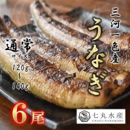 【国産うなぎ】通常サイズ120g-140g　三河一色産　6尾　炭火蒲焼き(タレ付き)【配送不可地域：離島】【1659370】