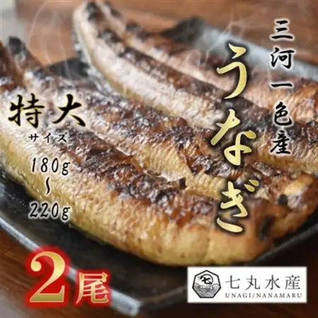 【国産うなぎ】特大サイズ180g-220g　三河一色産　2尾　炭火蒲焼き(タレ付き)【配送不可地域：離島】【1659388】