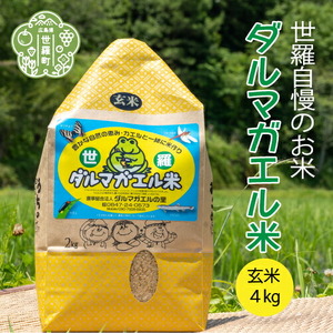 【令和7年産】世羅 ダルマガエル米 玄米 4kg(2kg×2袋) お米 ごはん ご飯 米 世羅産 世羅米 あきろまん A055-03
