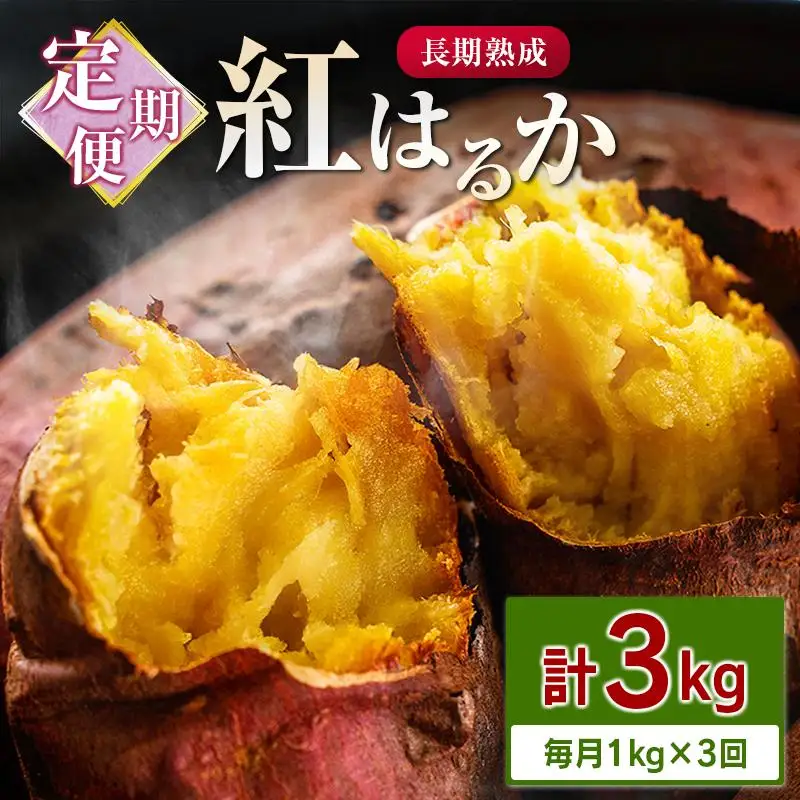 ＜定期便＞3回お届け！長期熟成 紅はるか 計3kg（1kg×3回）宮崎県都城市産 さつまいも サツマイモ