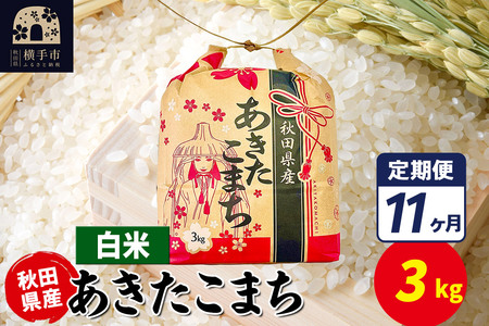 《定期便11ヶ月》あきたこまち 3kg×1袋【白米】令和7年産 秋田県産 こまちライン