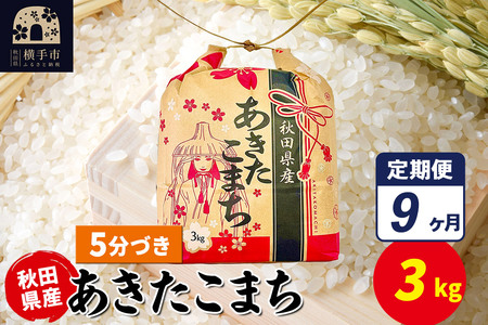 《定期便9ヶ月》あきたこまち 3kg×1袋【5分づき】令和7年産 秋田県産 こまちライン