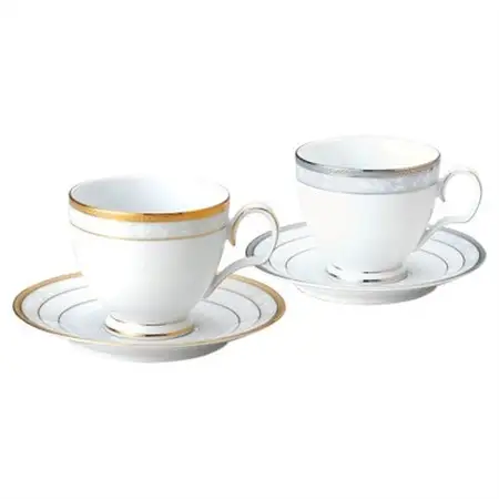 ノリタケ【ハンプシャーゴールド＆プラチナ】カップ＆ソーサーペア(金・銀)【1637897】