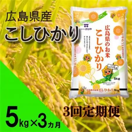 【毎月定期便】広島県産コシヒカリ5kg全3回【4075393】