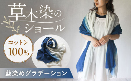 草木染め コットンショール 【藍染めグラデーション】　/ 大判 ショール ストール 草木染め 綿 綿100 ファッション 小物 レディース メンズ ギフト 贈答 プレゼント / 大村市 / ISTIST[ACZW050]