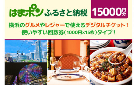 はまポンふるさと納税チケット15000円分（1000円×15枚） AJV0011