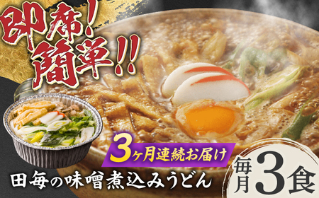 うどん 【3回定期便】田毎の味噌煮込みうどんセット 即席 カンタン 麺 [ANFP008] うどん
