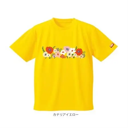 JTTA公認　卓球ユニフォーム【男女兼用(ドライ):150サイズ】フラワー2　カナリアイエロー【1673806】