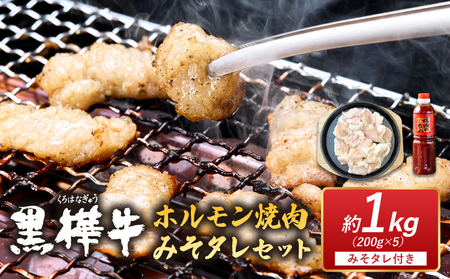 黒樺牛 ホルモン 焼肉 みそタレセット 約1kg 200g×5