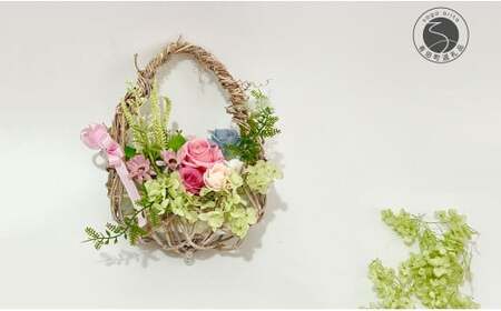 プリザーブドフラワー エッグバスケットリース【フラワースポットベルローズ】 インテリア 飾り 贈り物 ギフト お花 花 アレンジメント 薔薇 バラ 紫陽花 アジサイ ピンク ブルー グリーン かわいい クリスマス A27-26