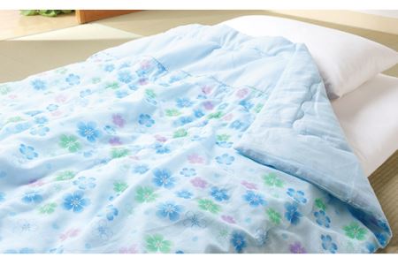 0254抗菌防臭ガーゼ衿付肌掛けふとん２色組（ピンク／ブルー）