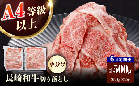 【全6回定期便】（【訳あり】長崎和牛（バラ、モモ、肩ロースのいずれか）500g 切り落とし 250g×2P 小分け 【株式会社時愉亭】[RCE023]