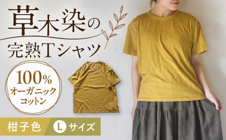 オーガニックコットン 完熟Tシャツ　【柑子色】 Lサイズ / オーガニック コットン 綿100　手染め 草木染め Ｔシャツ 半袖 トップス ファッション インナー 女性用 レディース 男性用 メンズ ユニセックス 男女兼用 ギフト 贈答 プレゼント / 大村市 / ISTIST[ACZW058-3]