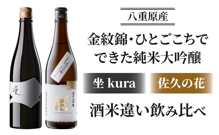日本酒「坐kura 純米大吟醸 金紋錦」「佐久の花 純米大吟醸 八重原ひとごこち」飲み比べセット| 八重原産  太陽と大地