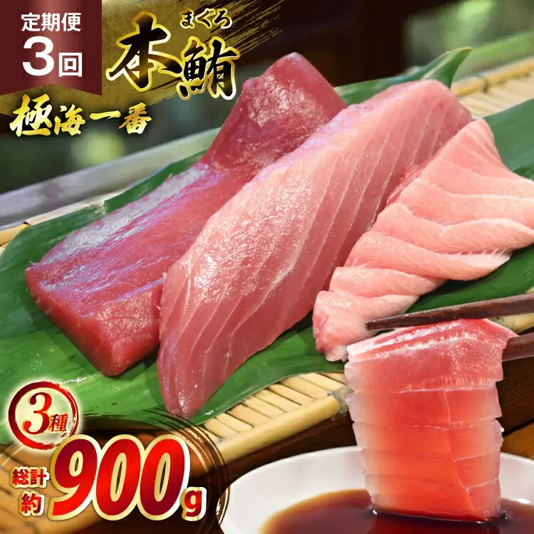 マグロ 切り身 極海一番 3種 セット 300g 3回 定期便 総計900g 詰め合わせ 食べ比べ [囲炉裏料理エビス亭 長崎県 平戸市 hr42bgy390027]