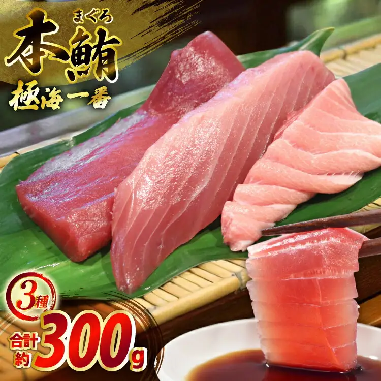 マグロ 切り身 極海一番 3種 セット 計300g 食べ比べ 詰め合わせ [囲炉裏料理エビス亭 長崎県 平戸市 hr42bgy390056]