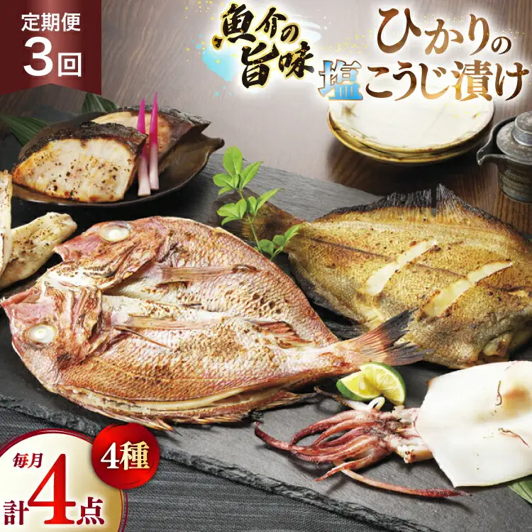 漬け魚 漬魚 塩麹 塩こうじ 魚介 詰め合わせ 3回 定期便 ひかりの塩麹 4種 セット [ひかり 長崎県 平戸市 hr42bgy420439]
