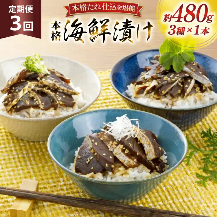 刺身 漬け丼 本格 海鮮漬け セット 160g 3本 3回 定期便 総計1.4kg 詰め合わせ 食べ比べ [よかろ物産 長崎県 平戸市 hr42bgy420107]