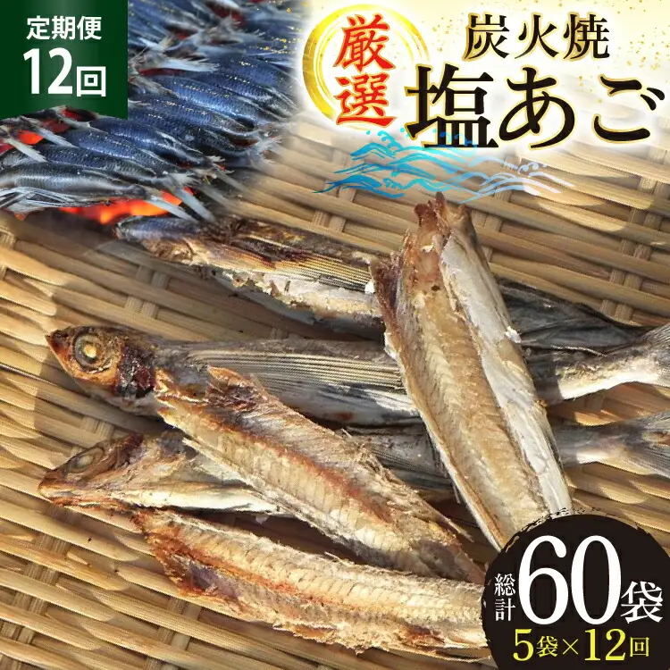 干物 炭火焼 塩あご 炭火で焼いた塩あご 3尾入り×5袋 12回 定期便 [マルイ水産商事 長崎県 平戸市 hr42bgy420399]