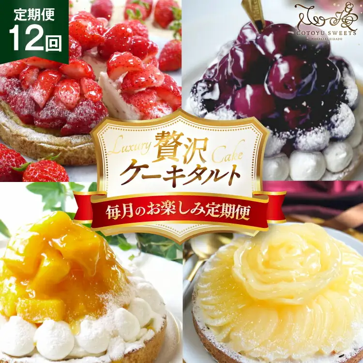 ケーキ 大人のタルト 定期便 12回 定期便 総計12ホール [心優-Cotoyu Sweets- 長崎県 平戸市 hr42bjo490096]