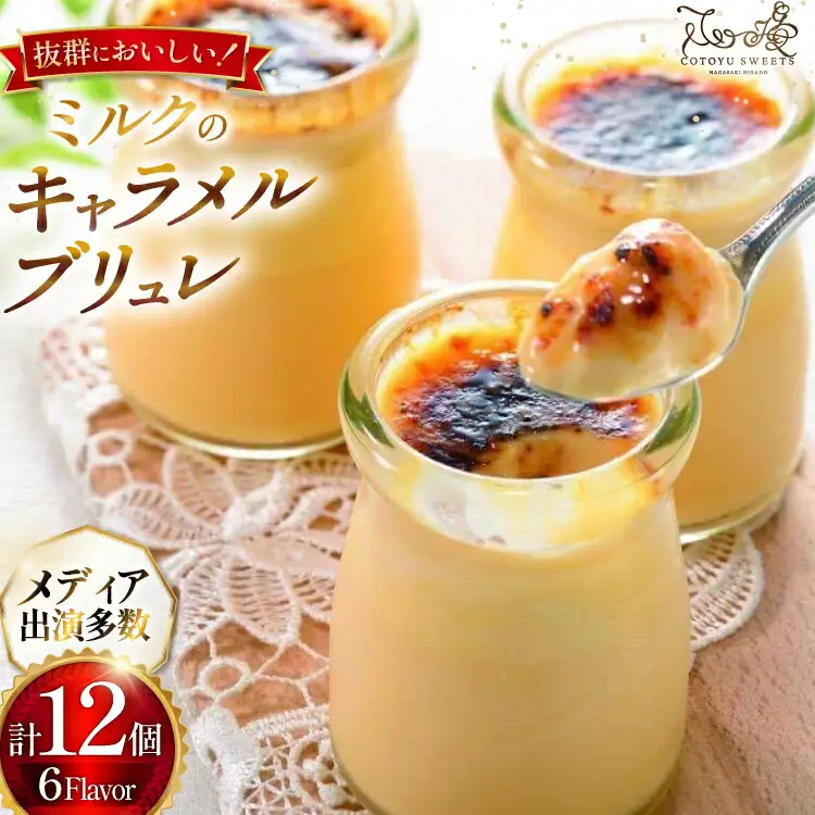 キャラメル ブリュレ プリン プレーン6個と季節の味6種各1個 計12個 [心優-Cotoyu Sweets- 長崎県 平戸市 hr42bjo490244]