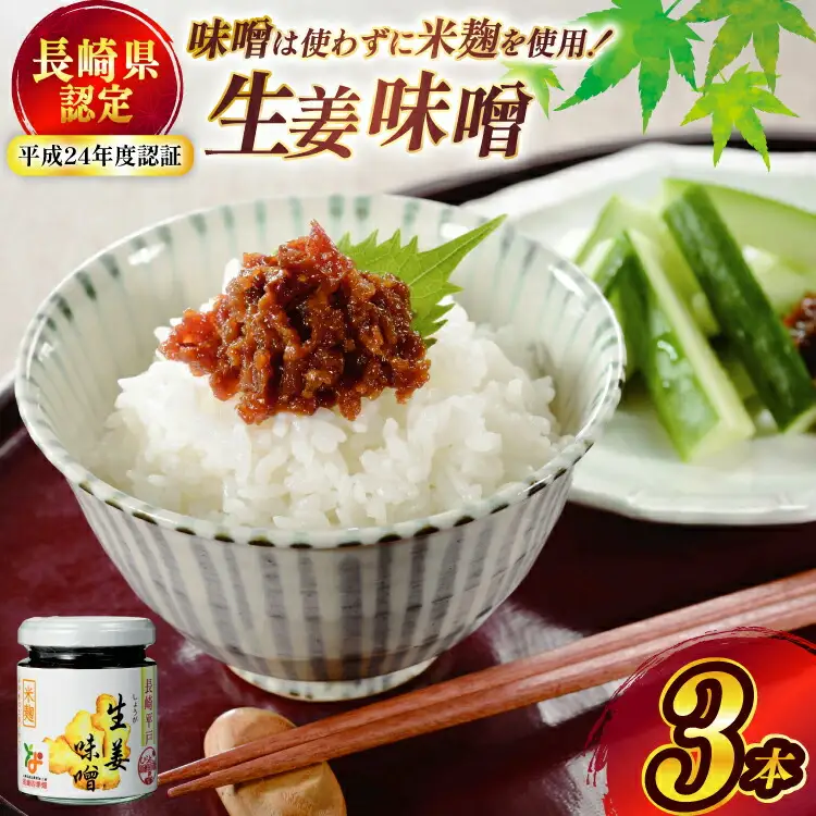 味噌 無添加 生姜味噌 約 300g 100g 3本 [ひらど新鮮市場 長崎県 平戸市 hr42bgy400093]