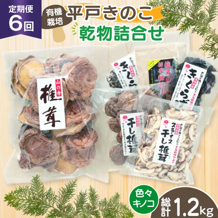 きのこ しいたけ きくらげ 干し椎茸 スライス干し椎茸 干しきくらげ 椎茸の粉末 訳あり乾椎茸 小粒椎茸 セット 6回 定期便 [きのこ屋 長崎県 平戸市 hr42bgy410172]