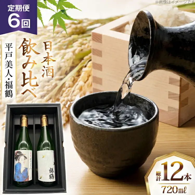 酒 日本酒 大吟醸 平戸美人 ＆ 純米吟醸 福鶴 720ml 計2本 6回 定期便 [福田酒造 長崎県 平戸市 hr42bgy410159]