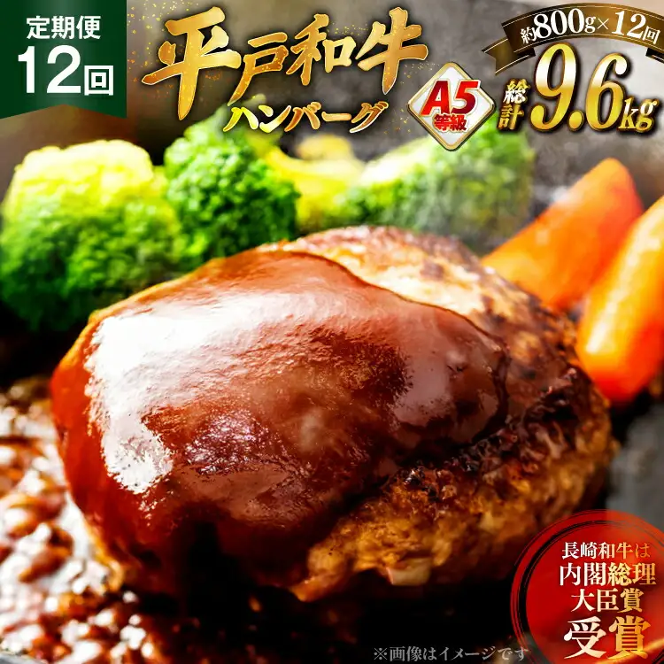 ハンバーグ 牛肉 定期便 A5ランク 平戸牛 和牛ハンバーグ 約200g×4個 12回 総計48個 [萩原食肉産業 長崎県 平戸市 hr42bgy410014]