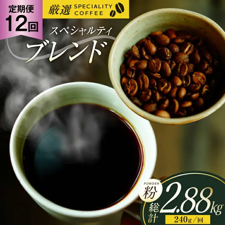 スペシャルティコーヒー コーヒー粉 珈琲 セット ドリップ 12回 定期便 スペシャルティブレンド パウダータイプ 240g 総計2.88kg [マメルクコーヒー 長崎県 平戸市 hr42bgy390005]