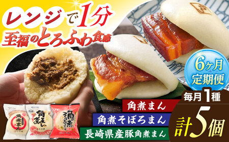 【6回定期便】＜月替わり＞角煮まん 5個・長崎県産豚角煮まん 5個・角煮そぼろまん 5個[OCL102]