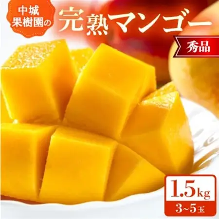 【2026年7月から順次発送・化粧箱】中城果樹園の完熟マンゴー 秀品1.5kg(3～5玉)【配送不可地域：離島】【1673413】