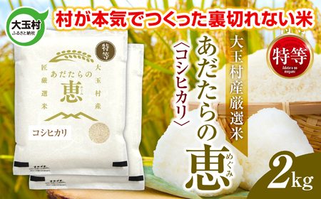 米 大玉村産厳選米「あだたらの恵」特等（品種：コシヒカリ） 2kg 《 令和7年産  》｜ 福島 大玉村 お米 米作り こしひかり 令和7年 精米 白米 こめ コメ ご飯 送料無料 大玉村農業振興公社 ｜ on-akt-2kg-r7