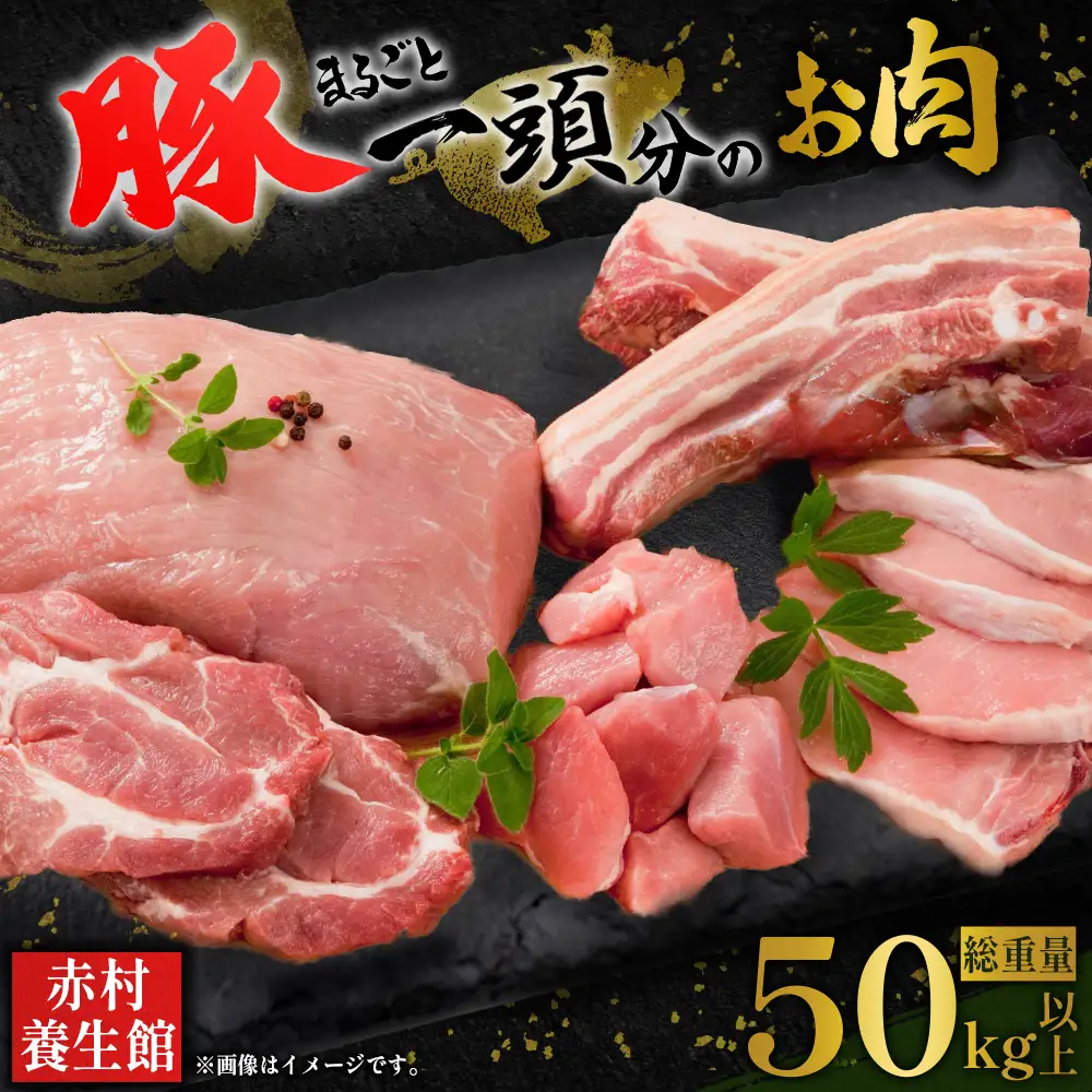 【事業者支援返礼品】赤村産養生豚 丸ごと1頭分のお肉（総重量50kg以上） B25
