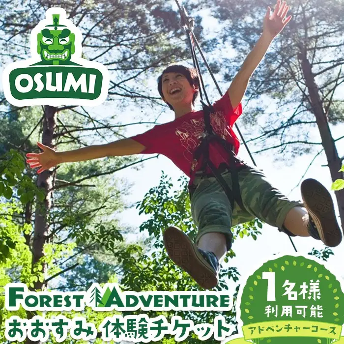 【アドベンチャーコース】フォレストアドベンチャー・おおすみ 体験 チケット (1名分)【フォレストアドベンチャー・おおすみ】 A962