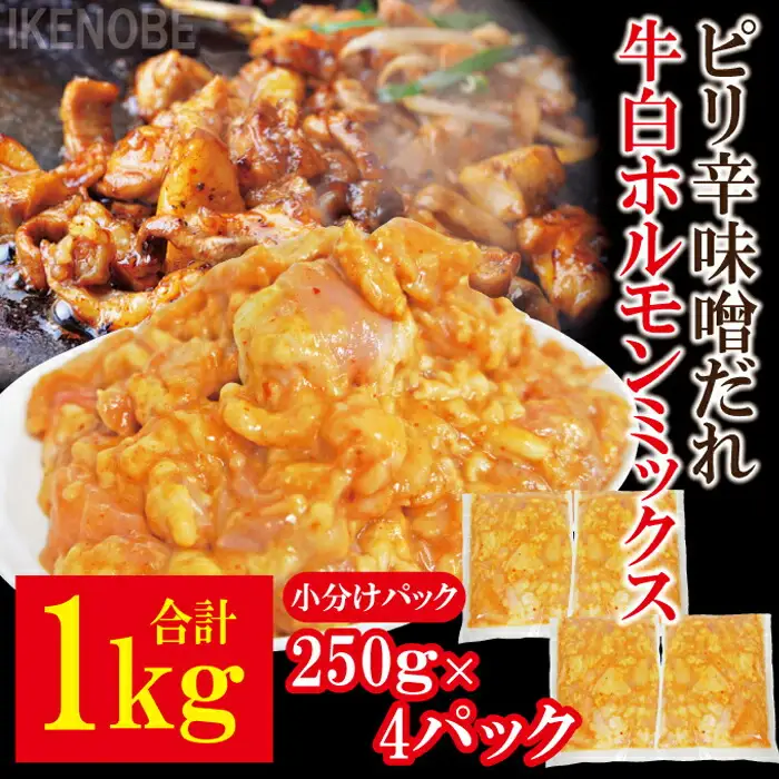 牛白ホルモンミックス ピリ辛味噌だれ 1kg(250g×4パック) 【 ホルモン】【ho1598】