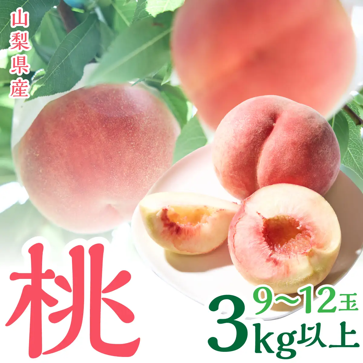 ＜2026年発送＞山梨県産　桃　（9玉～12玉）　3キロ以上 SWCN001-3kg