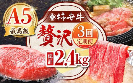 【3回定期便】 最高級A5等級 三重県産黒毛和牛 柿安牛 贅沢定期便 総計2.4�s 亀山市/柿安本店[AMBW041]