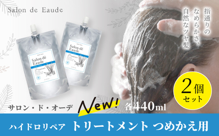 サロン・ド・オーデ ハイドロリペアトリートメント つめかえ用 440ml 2個 セット 詰め替え ダメージ補修 無着色 パウチ 液体 アロインス製薬 美容 美容品 化粧品 日用品 消耗品 高知 高知県 四万十 四万十市 しまんと 26-103