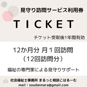 【親孝行は、ふるさと納税で】　ふるさとへ贈る安心　社会福祉士による見守り訪問サービスチケット　見守り 訪問 サービス 12か月分 月1回 報告 安心 福祉 支援 サポート 代行 親孝行　社会福祉士 0005