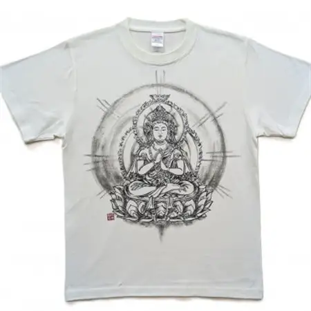 手描きTシャツ 仏画 大日如来 金剛界 白 (半袖 Lサイズ)【1662849】