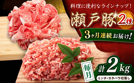 【全3回定期便】瀬戸豚2種セット計2kg / 豚肉 ミンチ 切り落とし [BBBQ189] 豚肉定期便