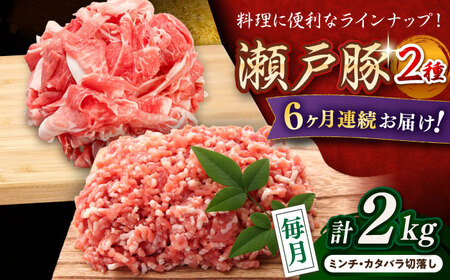 【全6回定期便】瀬戸豚2種セット計2kg / 豚肉 ミンチ 切り落とし [BBBQ190] 豚肉定期便