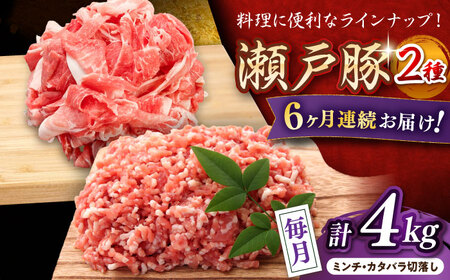 【全6回定期便】瀬戸豚2種セット(ミンチ＋カタバラ切り落とし) 計4kg / 豚肉 ミンチ 切り落とし [BBBQ193] 豚肉定期便