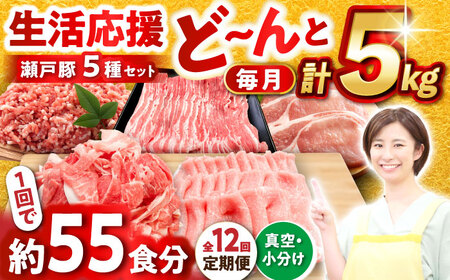 【全12回定期便】瀬戸豚 生活応援セット 計5kg / 豚肉 しゃぶしゃぶ セット [BBBQ218] 豚肉定期便