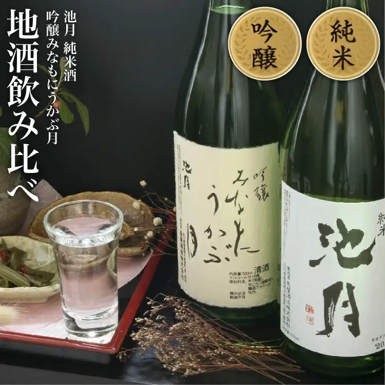 【鳥屋酒造】 日本酒 飲み比べセット みなもにうかぶ月 と 純米池月 720ml [道の駅織姫の里なかのと 石川県 中能登町 nk17amw270056]