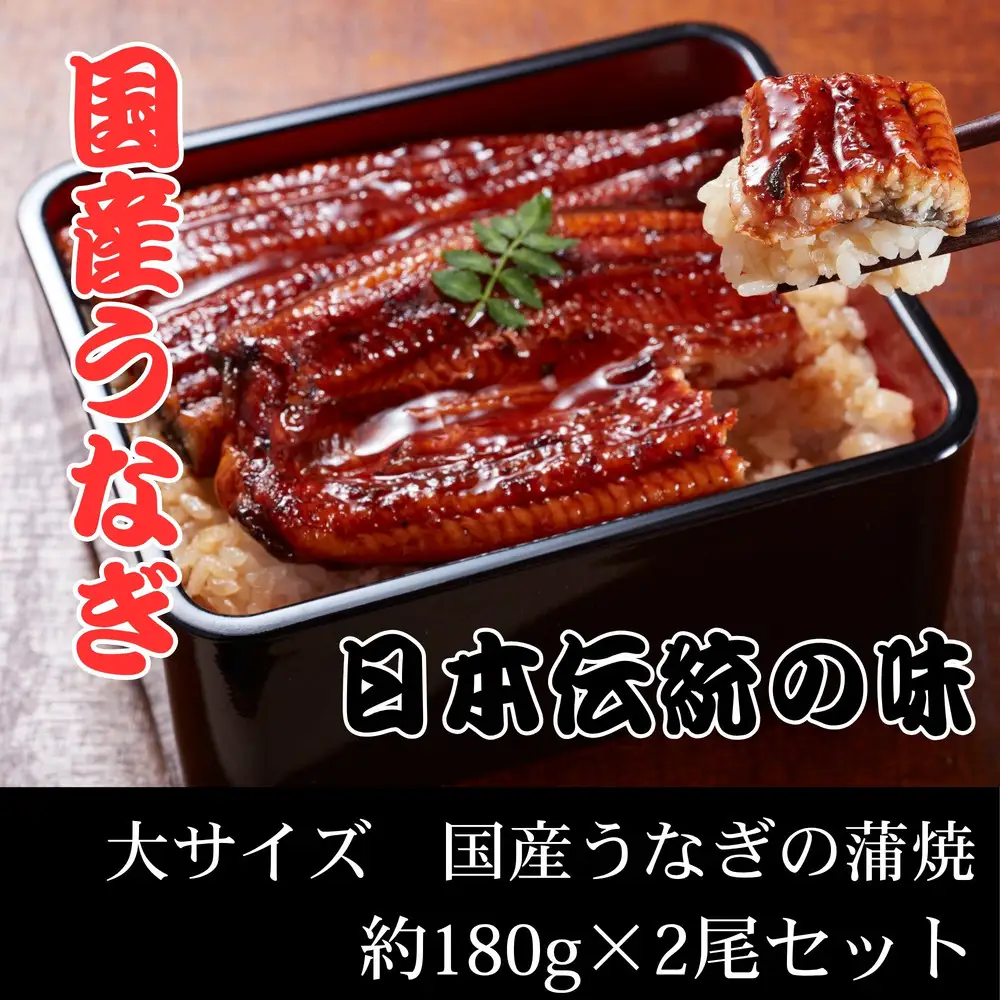 国産うなぎ蒲焼　大サイズ　約180g×2尾セット